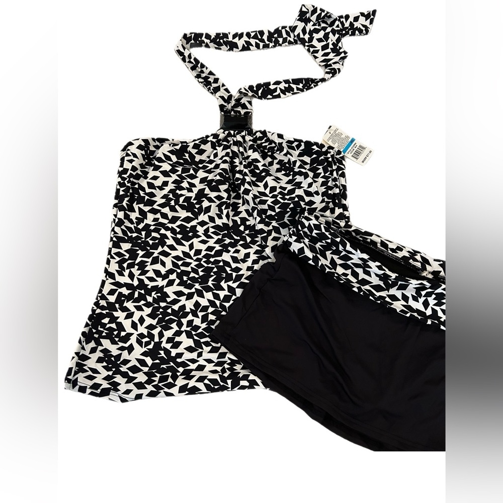 Kenneth Cole Halter Tankini Swim Top and Skirt Size L Size 36 D NWT